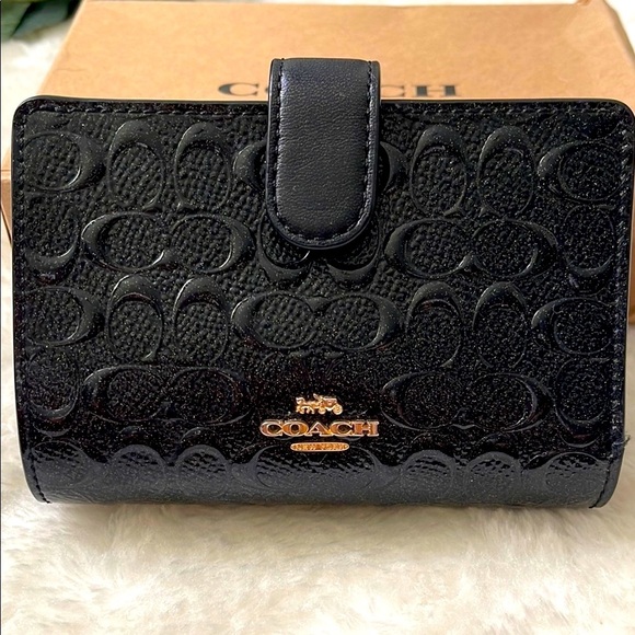 Coach Black Debossed  Leather Wallet - Picture 3 of 9
